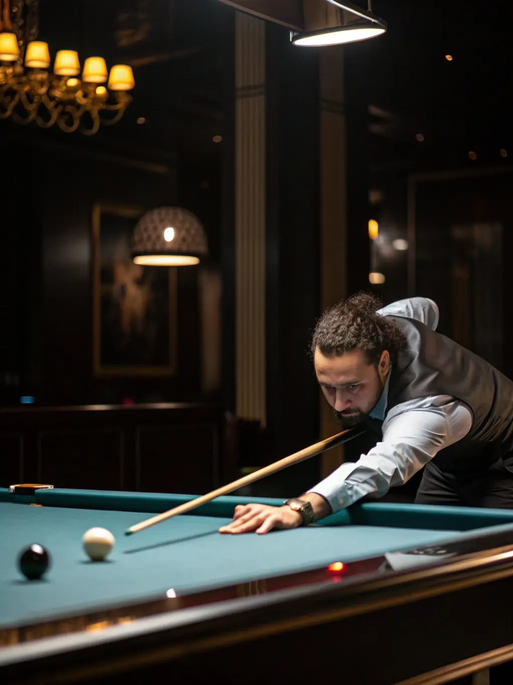 A group of billiard players of various ages participating in a training session at a local club, focusing on improving their techniques and strategies.
